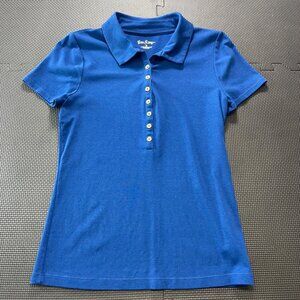 Lilly Pulitzer Womens Blue Polo Shirt Size S Cotton Blend